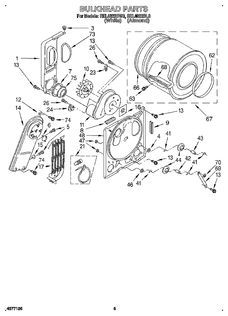 SECTION Diagram and Parts List for REL4622BL0  Roper Dryer