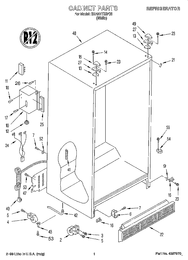 CABINET Diagram and Parts List for 3XART722F00  Whirlpool Refrigerator