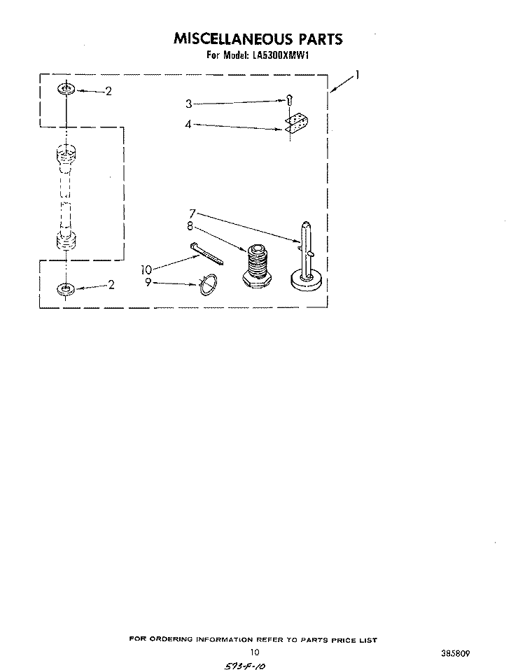 MISCELLANEOUS , LITERATURE AND OPTIONAL Diagram and Parts List for LA5300XMW1  Whirlpool Washer