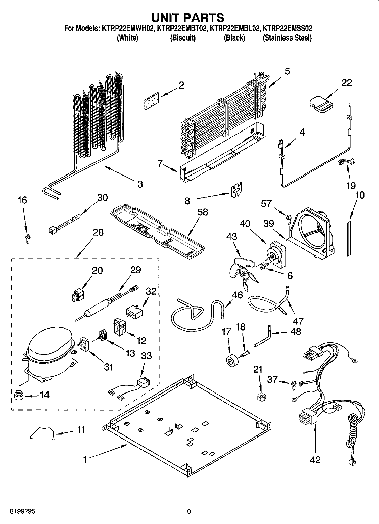 UNIT PARTS Diagram and Parts List for KTRP22EMWH02  KitchenAid Refrigerator