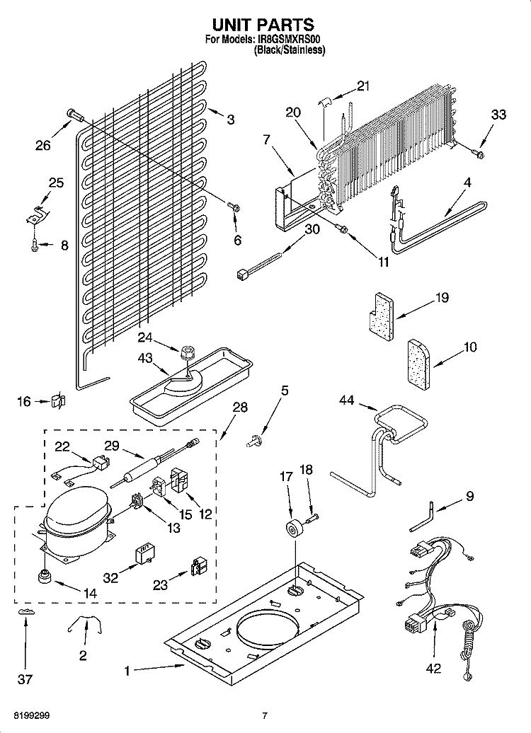 UNIT PARTS Diagram and Parts List for IR8GSMXRS00  Whirlpool Refrigerator