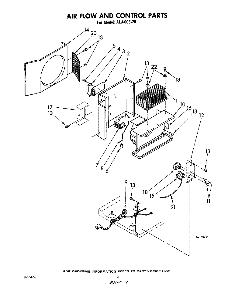 SECTION Diagram and Parts List for ALJ00520  Whirlpool Air Conditioner