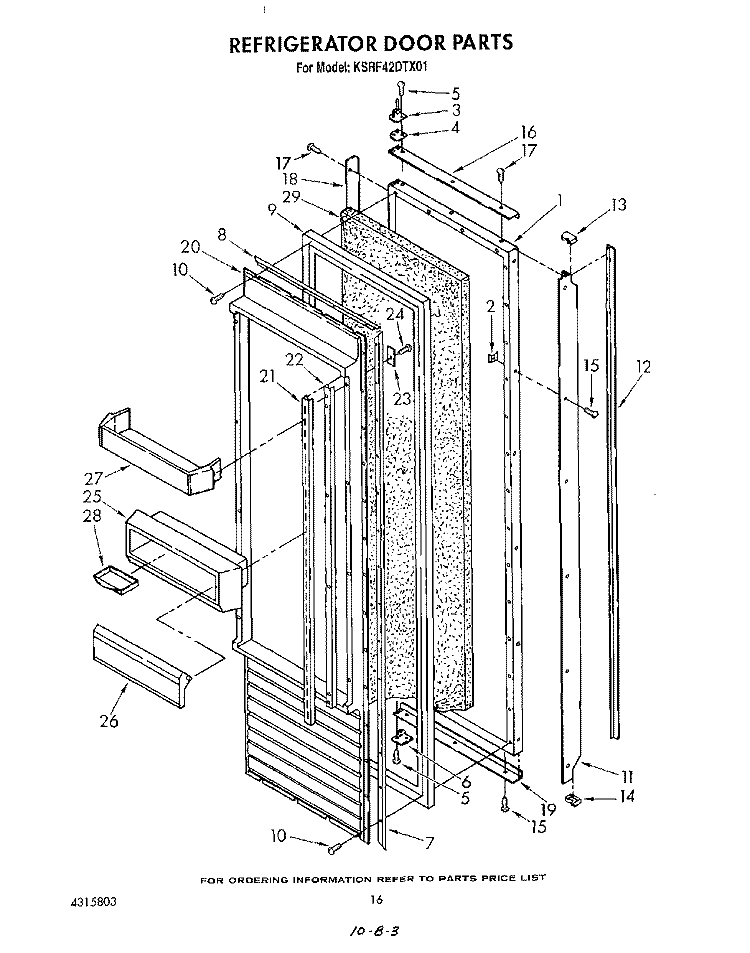 REFRIGERATOR DOOR , LIT/OPTIONAL Diagram and Parts List for KSRF42DTX01  KitchenAid Refrigerator