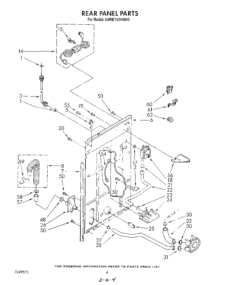 REAR PANEL Diagram and Parts List for KAWE742VWH0  KitchenAid Washer