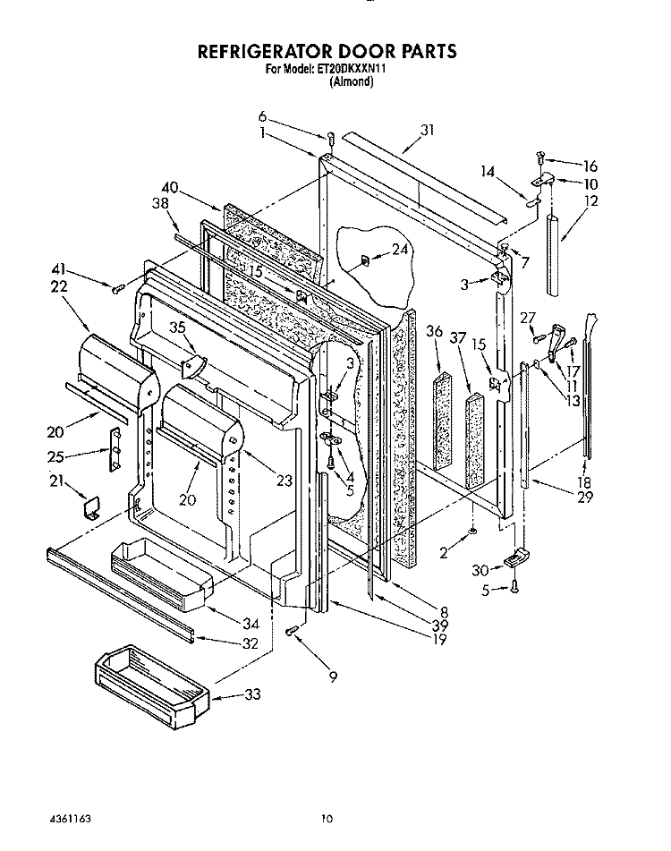 REFRIGERATOR DOOR Diagram and Parts List for ET20DKXXN11  Whirlpool Refrigerator
