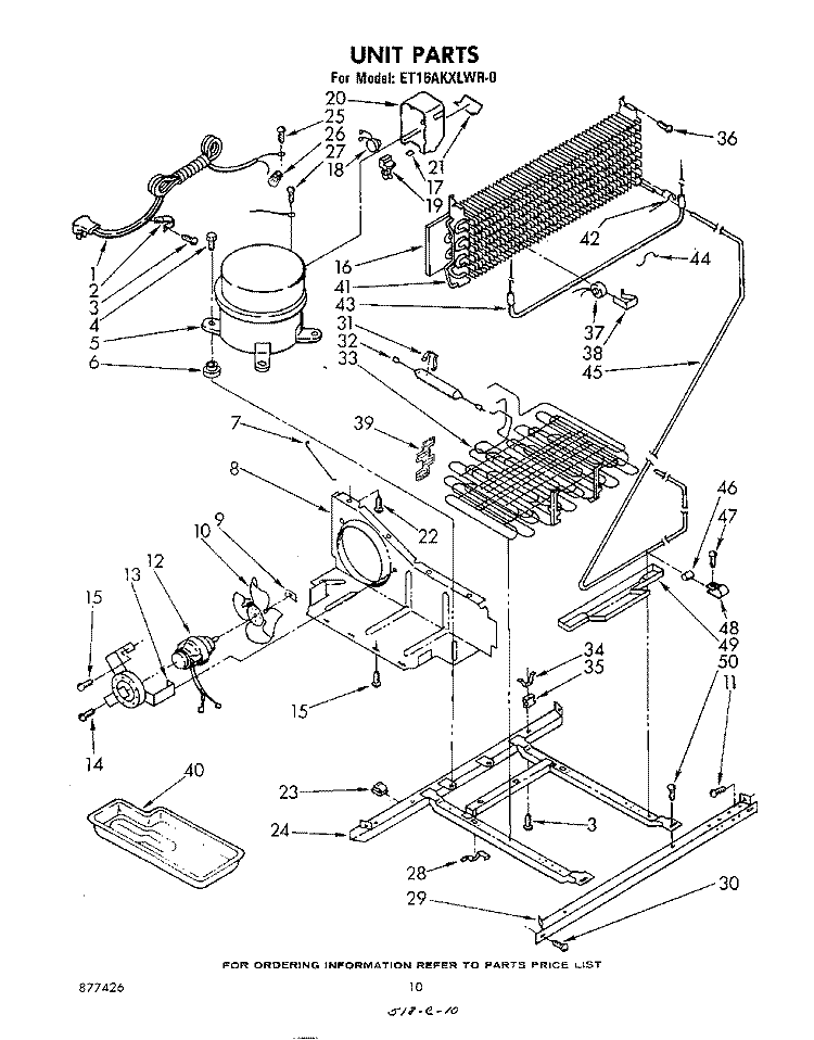 UNIT , NOT ILLUSTRATED AND OPTIONAL Diagram and Parts List for ET16AKXLWR0  Whirlpool Refrigerator