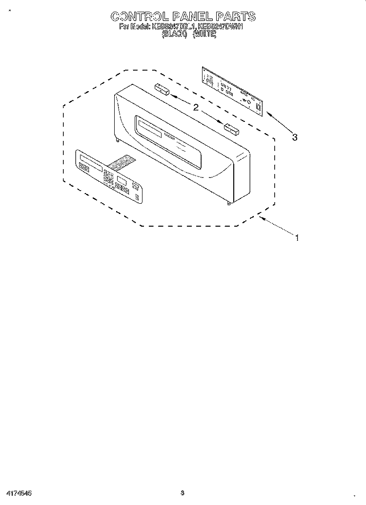 CONTROL PANEL, LITERATURE Diagram and Parts List for KEBS247DBL1  KitchenAid Wall Oven