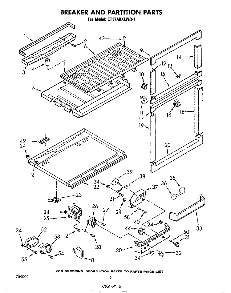 BREAKER AND PARTITION Diagram and Parts List for ET17AKXLWR1  Whirlpool Refrigerator