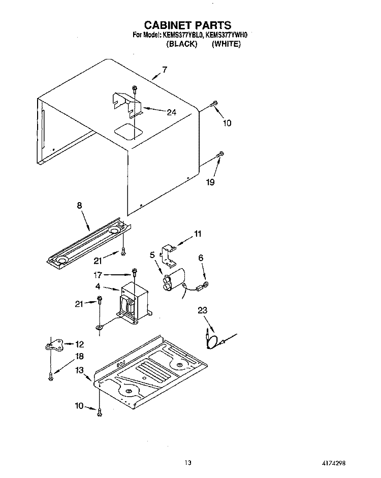 CABINET Diagram and Parts List for KEMS377YBL0  KitchenAid Wall Oven