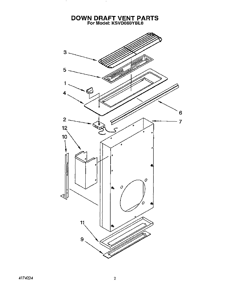 SECTION Diagram and Parts List for KSVD060YAL0  KitchenAid Range Hood