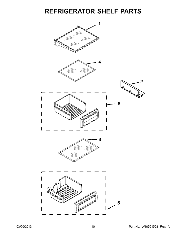 REFRIGERATOR SHELF PARTS Diagram and Parts List for KSSC48FTS17  KitchenAid Refrigerator