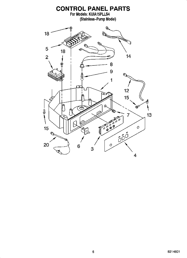 CONTROL PANEL PARTS Diagram and Parts List for KUIA15PLLS4  KitchenAid Ice Maker