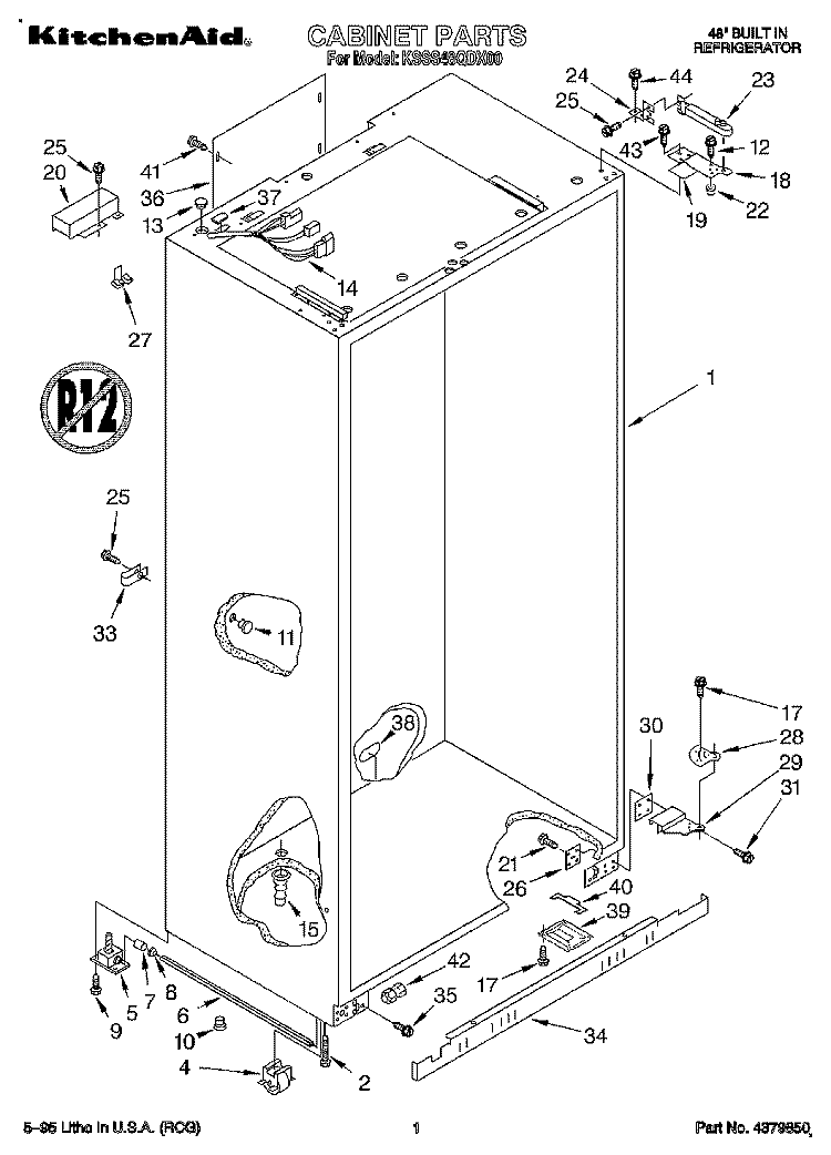 CABINET Diagram and Parts List for KSSS48QDX00  KitchenAid Refrigerator
