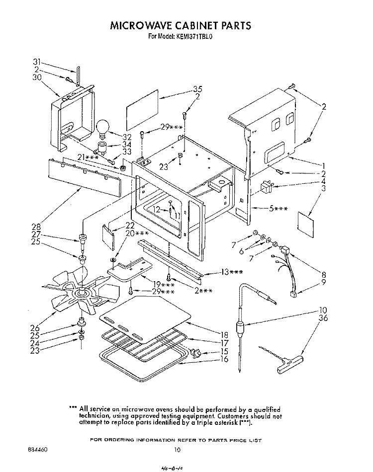 MICROWAVE CABINET Diagram and Parts List for KEMI371TBL0  KitchenAid Microwave Oven Combo