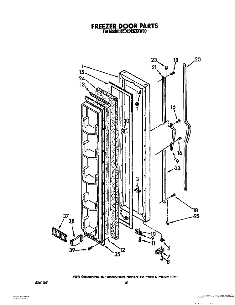 FREEZER DOOR Diagram and Parts List for 8ED20ZKXXN00  Whirlpool Refrigerator