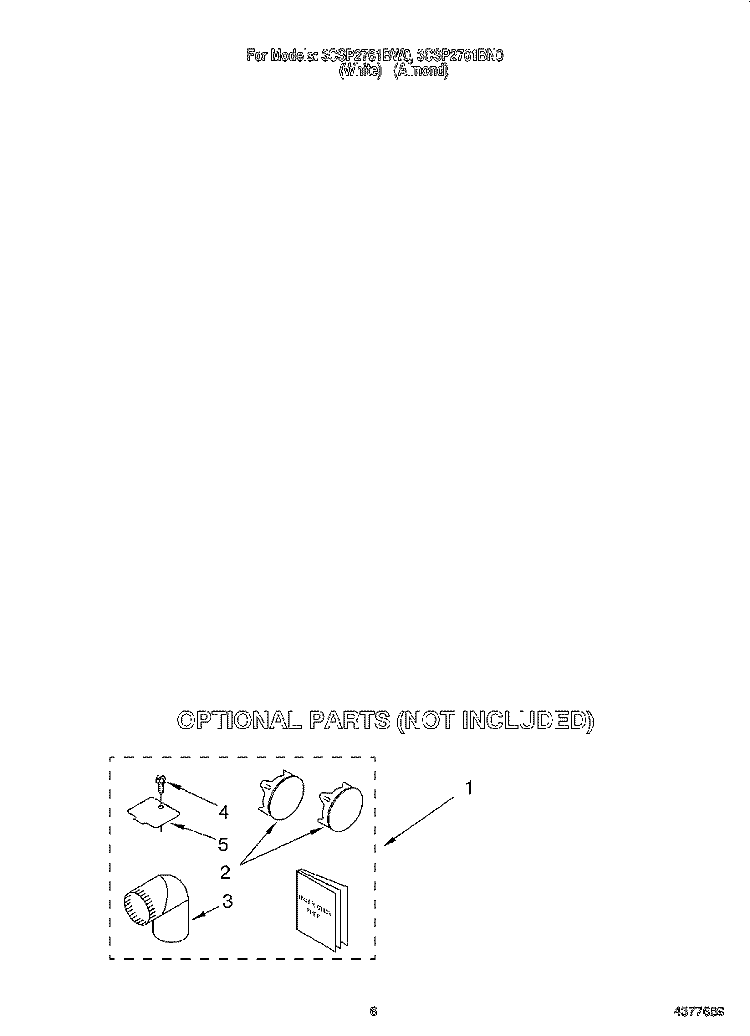OPTIONAL Diagram and Parts List for 3CSP2761BW0  Whirlpool Dryer