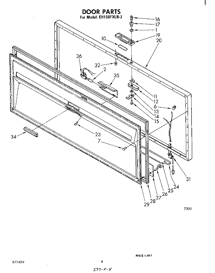 SECTION Diagram and Parts List for EH150FXLN3  Whirlpool Freezer