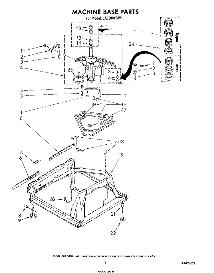 MACHINE BASE Diagram and Parts List for LA6800XSN1  Whirlpool Washer
