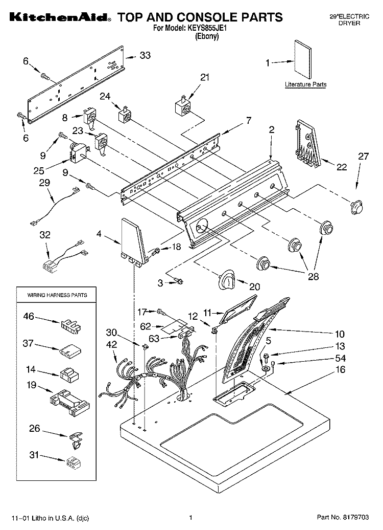 SECTION Diagram and Parts List for KEYS855JE1  KitchenAid Dryer
