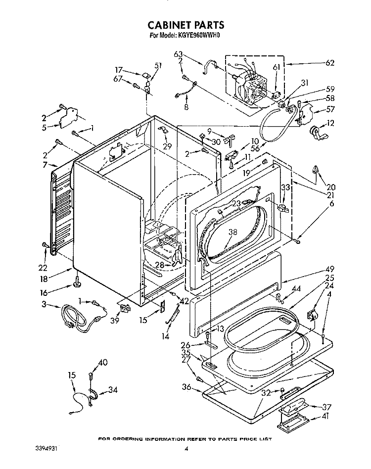 CABINET Diagram and Parts List for KGYE960WAL0  KitchenAid Dryer