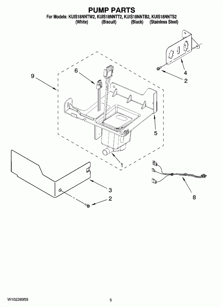 PUMP PARTS Diagram and Parts List for KUIS18NNTB2  KitchenAid Ice Maker
