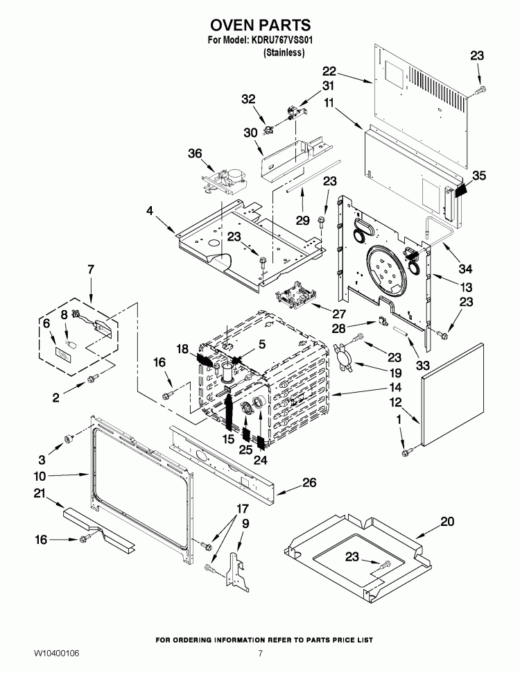 OVEN PARTS Diagram and Parts List for KDRU767VSS01  KitchenAid Range