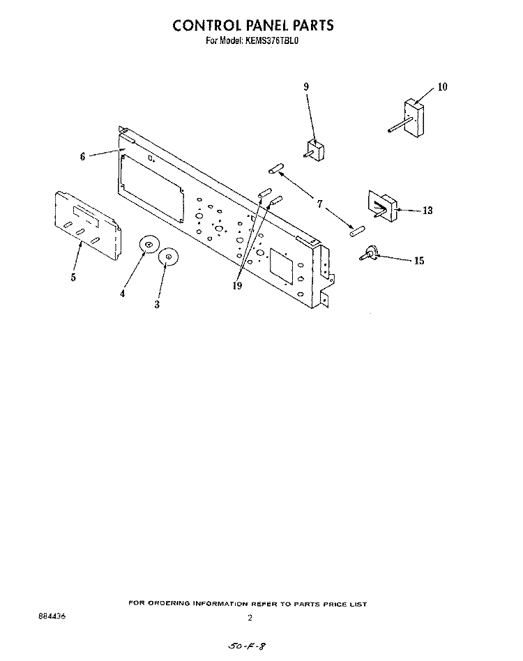 CONTROL PANEL , LIT/OPTIONAL Diagram and Parts List for KEMS376TAL0  KitchenAid Microwave Oven Combo