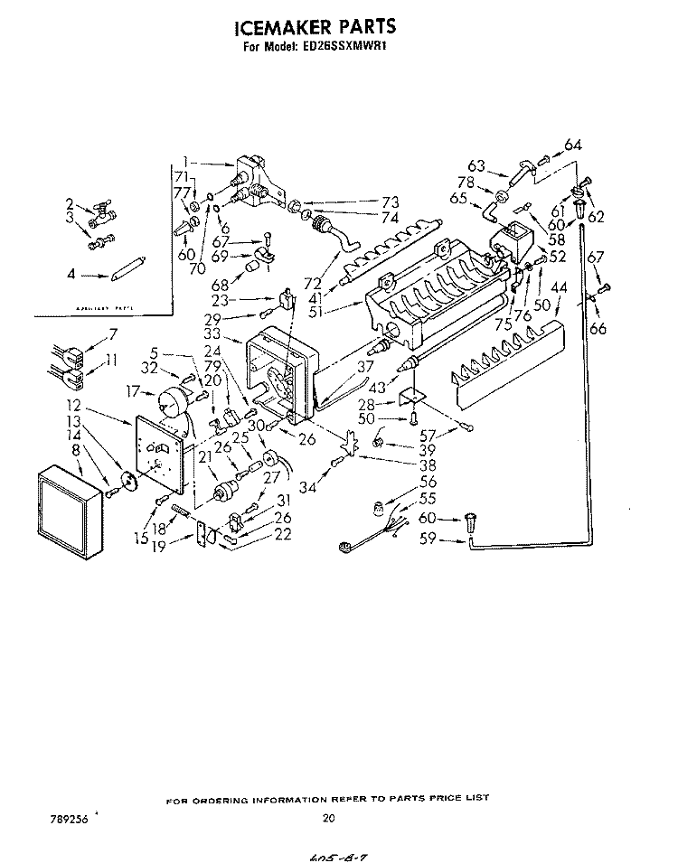 ICE MAKER Diagram and Parts List for ED26SSXMWR1  Whirlpool Refrigerator