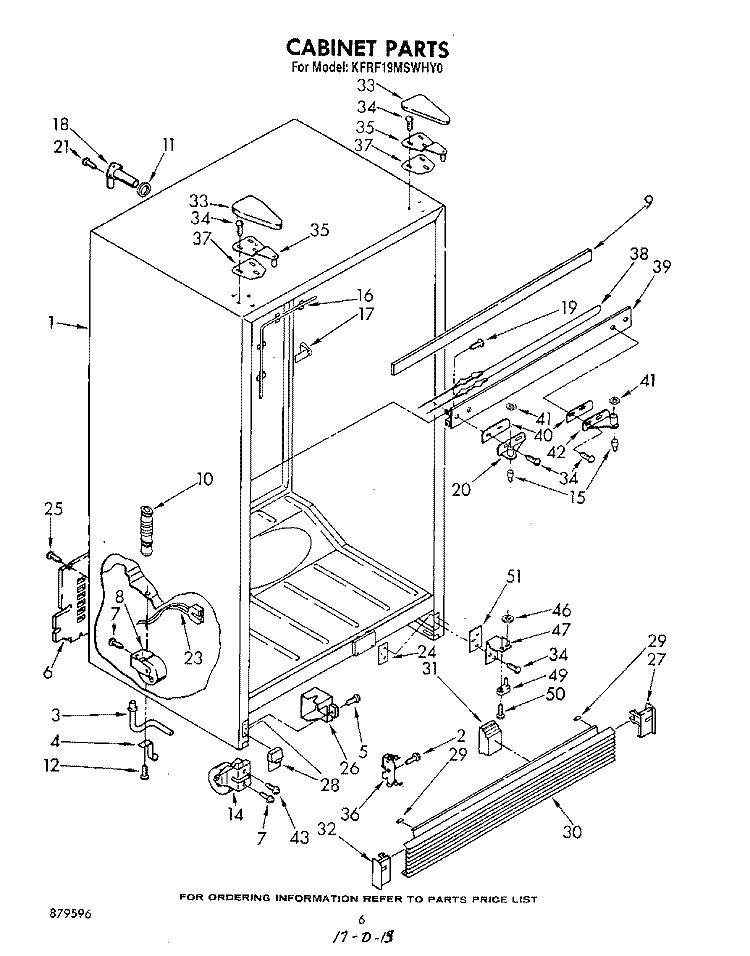 CABINET Diagram and Parts List for KFRF19MSWHY0  KitchenAid Refrigerator