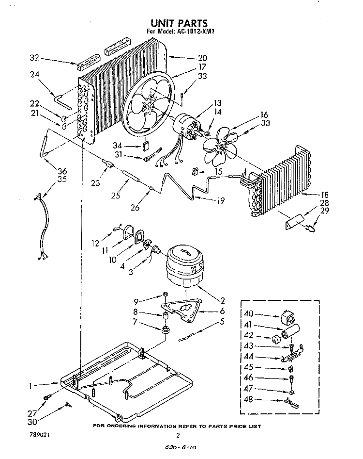 SECTION Diagram and Parts List for AC1012XM1  Whirlpool Air Conditioner