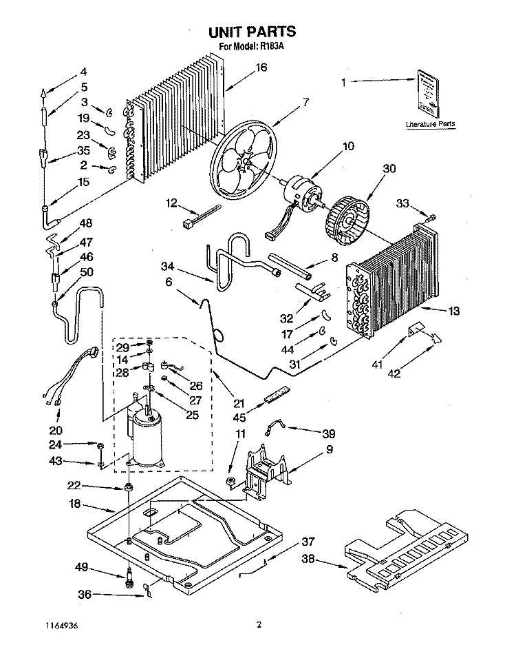 UNIT, LITERATURE Diagram and Parts List for R183A  Whirlpool Air Conditioner