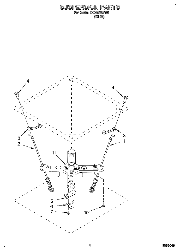 SUSPENSION Diagram and Parts List for CCW5243W0  Whirlpool Washer