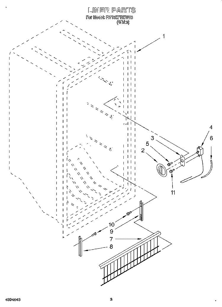 LINER, LIT/OPTIONAL Diagram and Parts List for RV15EFREW03  Roper Freezer