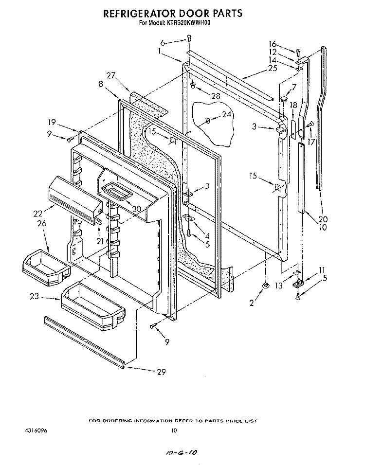 REFRIGERATOR DOOR Diagram and Parts List for KTRS20KWAL00  KitchenAid Refrigerator