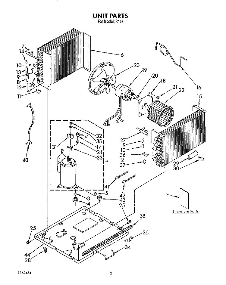 UNIT, LIT/OPTIONAL Diagram and Parts List for R153  Whirlpool Air Conditioner