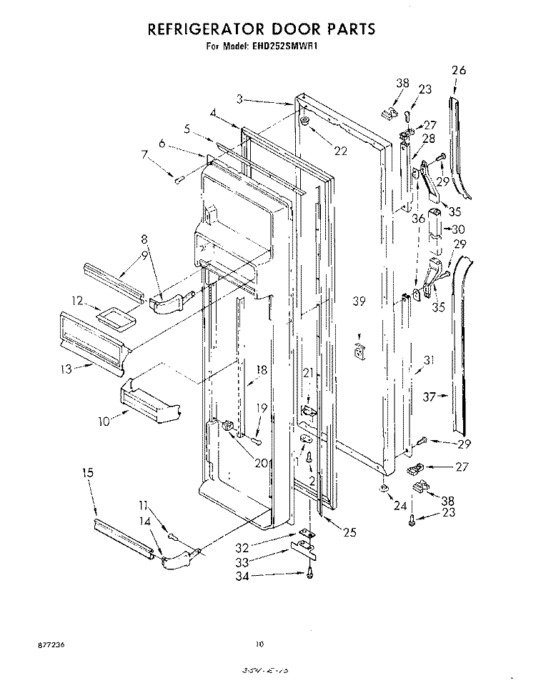 REFRIGERATOR DOOR Diagram and Parts List for EHD252SMWR1  Whirlpool Refrigerator