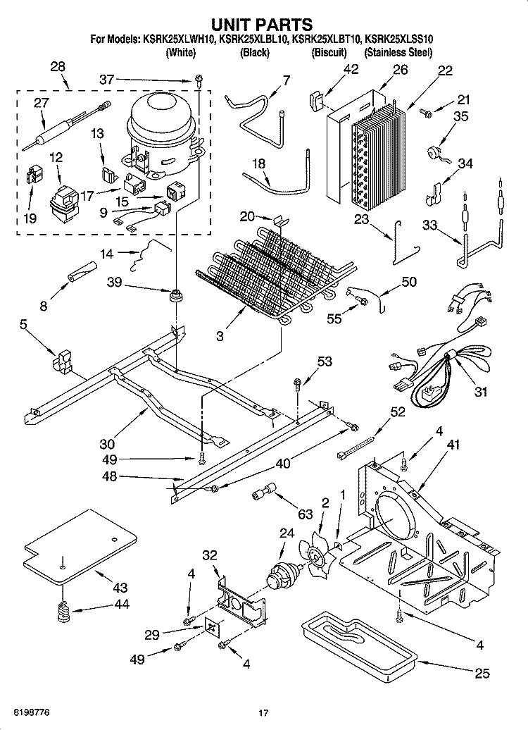 UNIT PARTS Diagram and Parts List for KSRK25XLSS10  KitchenAid Refrigerator