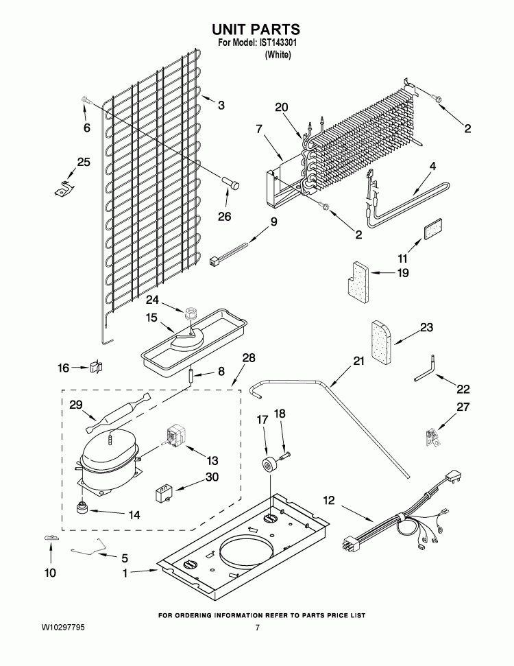 UNIT PARTS Diagram and Parts List for IST143301  Inglis Refrigerator