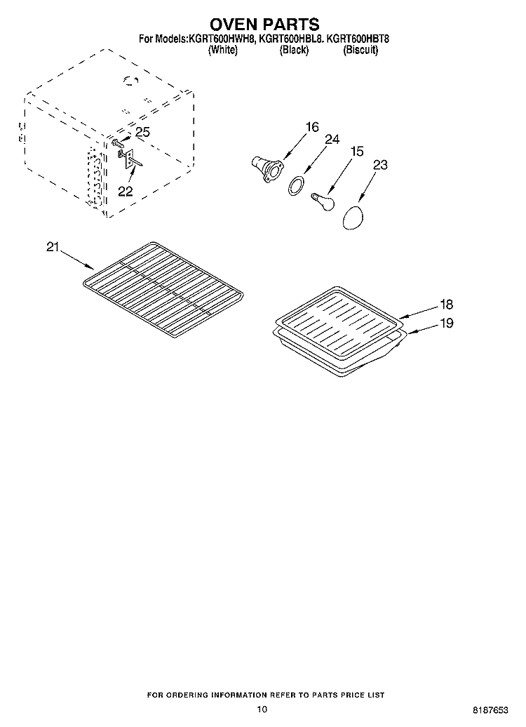 OVEN Diagram and Parts List for KGRT600HBL8  KitchenAid Range