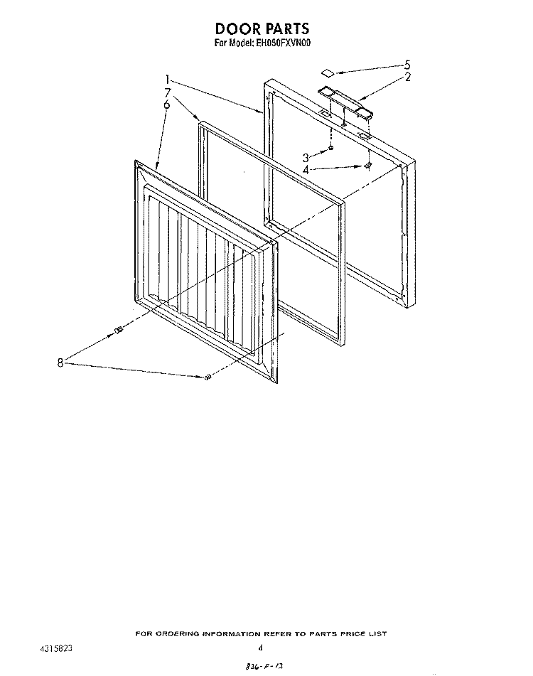 SECTION Diagram and Parts List for EH050FXVN00  Whirlpool Freezer