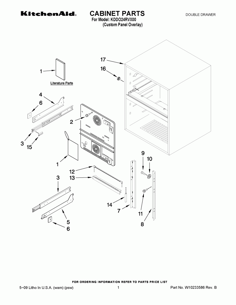 CABINET PARTS Diagram and Parts List for KDDO24RVX00  KitchenAid Refrigerator
