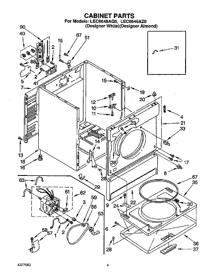 SECTION Diagram and Parts List for LEC6646AQ0  Whirlpool Dryer
