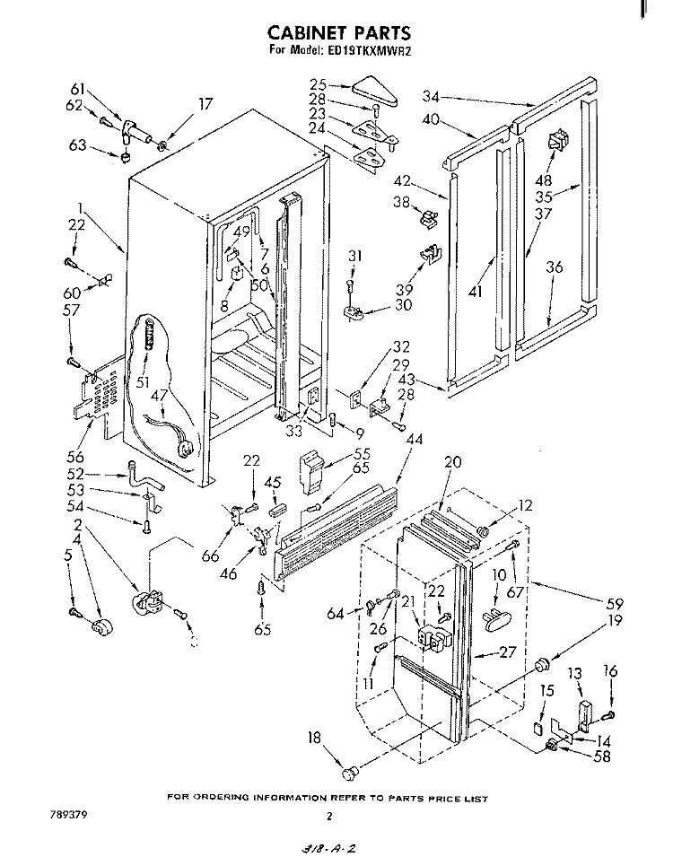 CABINET Diagram and Parts List for ED19TKXMWR2  Whirlpool Refrigerator