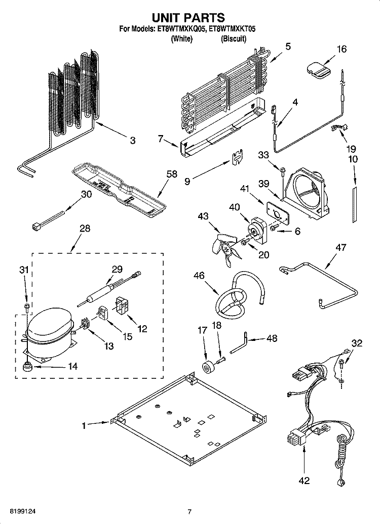 UNIT PARTS Diagram and Parts List for ET8WTMXKT05  Whirlpool Refrigerator