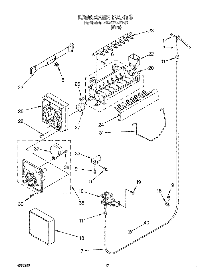 ICE MAKER Diagram and Parts List for 7ED20TQXFW01  Whirlpool Refrigerator