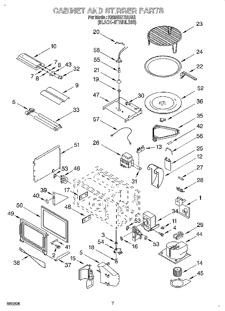 CABINET AND STIRRER Diagram and Parts List for KEMS377DBS2  KitchenAid Microwave Oven Combo