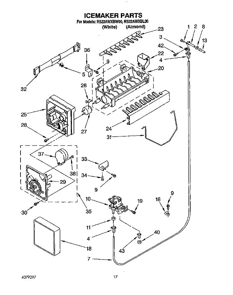 ICEMAKER, LIT/OPTIONAL Diagram and Parts List for RS22AWXBL00  Roper Refrigerator