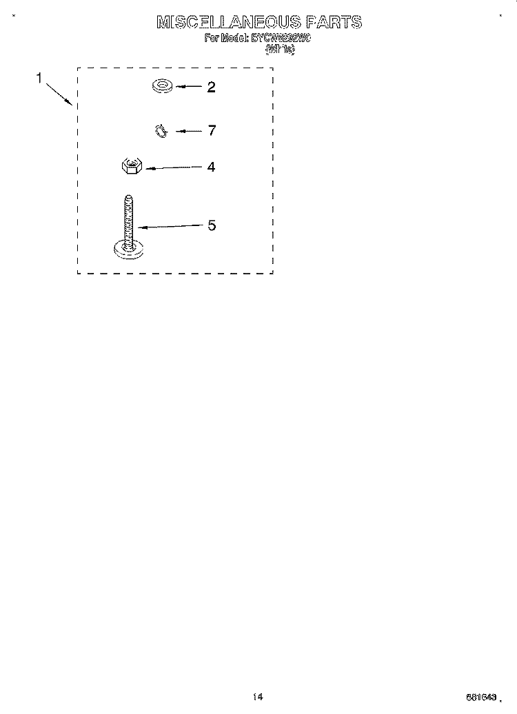 MISCELLANEOUS, OPTIONAL Diagram and Parts List for BYCW6292W0  Whirlpool Washer