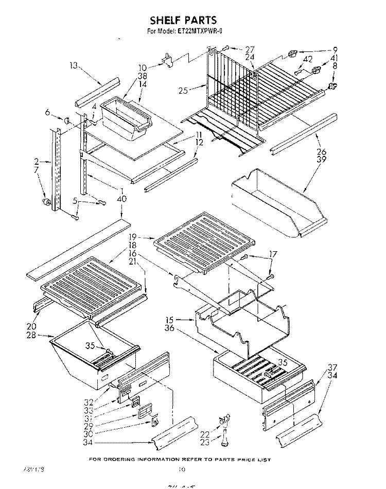 SHELF Diagram and Parts List for ET22MTXPWR0  Whirlpool Refrigerator