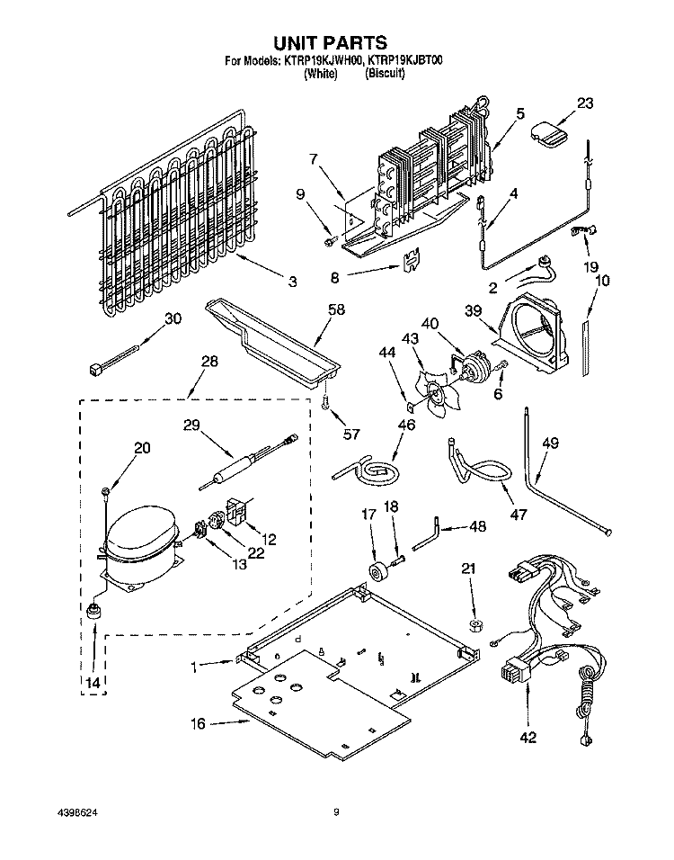 UNIT Diagram and Parts List for KTRP19KJBT00  KitchenAid Refrigerator